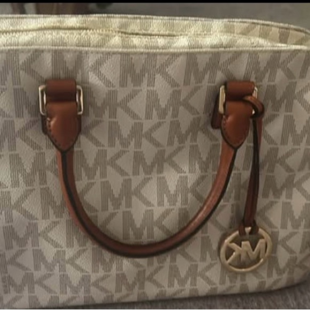 Michael Kors Beige and Tan Satchel
